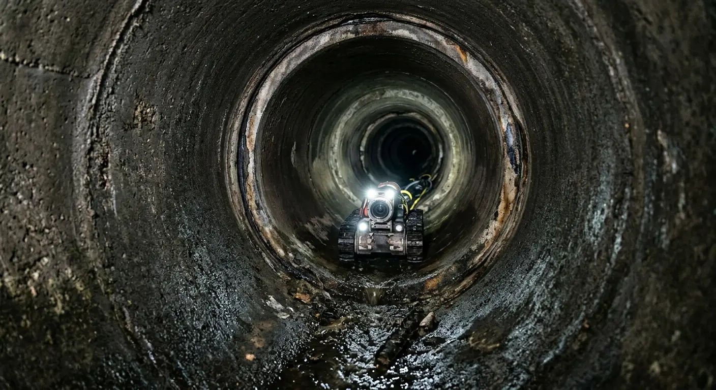 Robotic sewer camera inspecting pipe interior for Drain Snake Service in Pleasant Hill